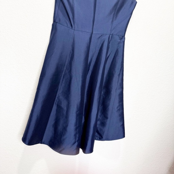 Halston Heritage High Low Sateen Cocktail Dress Mini Structured Cap Sleeve - Picture 11 of 14